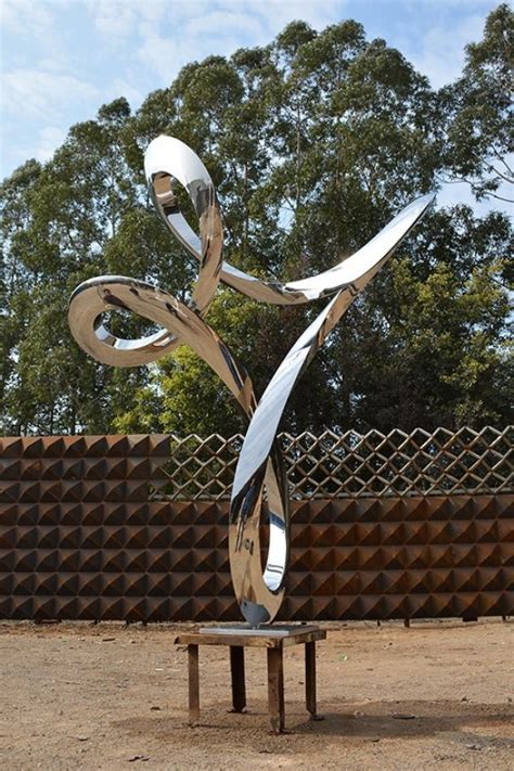 Stainless Steel Sculpture By Sculptor Wenqin Chen Titled Waving No