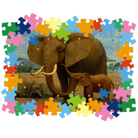 Elephant Puzzle 252 Piece Jigsaw Puzzle 10x14 Inch Animal Etsy