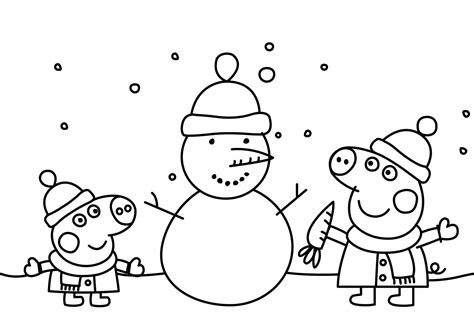 Make this peppa pig coloring page the best! Peppa Pig Christmas Snowman Printable Colouring Page - DRAKL