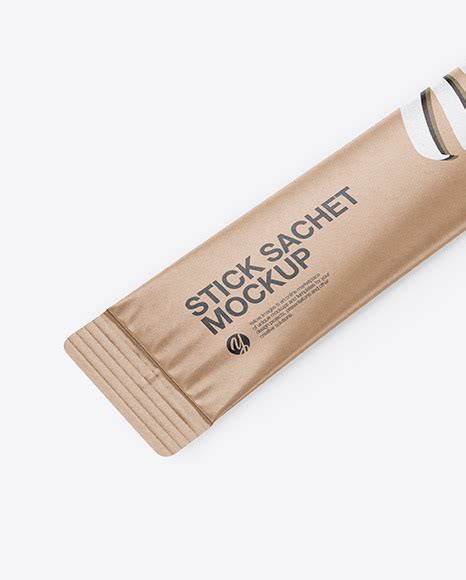 Download Kraft Stick Sachet Mockup - Half Side View in Sachet Mockups on Yellow Images Object Mockups