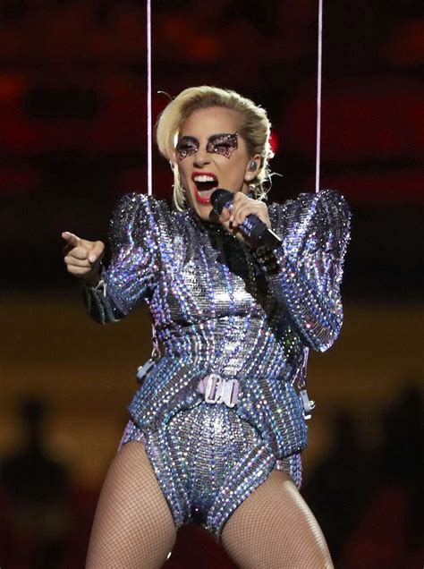 lady gaga performs at the halftime show at super bowl li in houston gotceleb