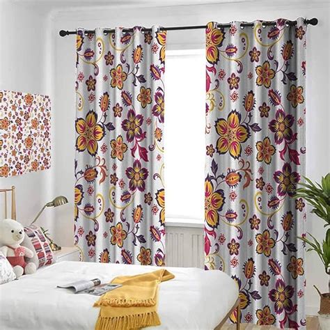 Lanqiao Bedroom Window Curtains，blossoming Flowers Pattern
