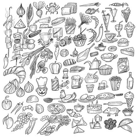 Free Vector Hand Drawn Food Elements Sketch Design