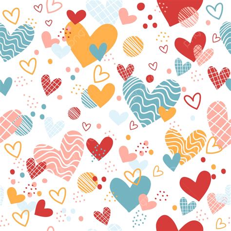 Pattern With Hand Drawn Hearts Background Seamless Pattern Trendy