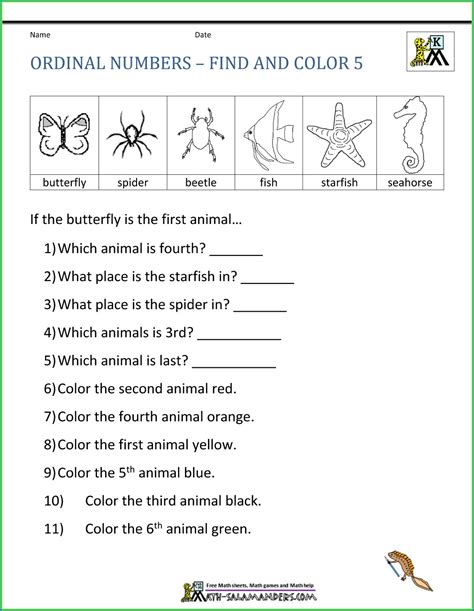 Ordinal Numbers Worksheet For Grade 1 Your Home Teach