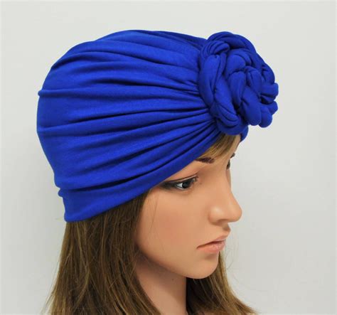 Royal Blue Front Knotted Turban For Women Fashion Turban Etsy Uk