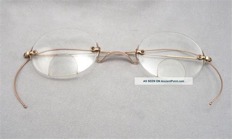 antique 10k gold victorian rimless bifocal eyeglasses spectacles riding temple