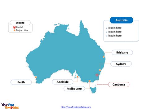 The australia labeled map reveals that it is recognized not only as a country, but also a big island. Free Australia Editable Map - Free PowerPoint Templates