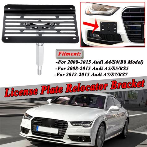 Car Front Bumper Tow Hook License Plate Holder Relocator Bracket Mount For Audi A4 S4 B8 A5 S5