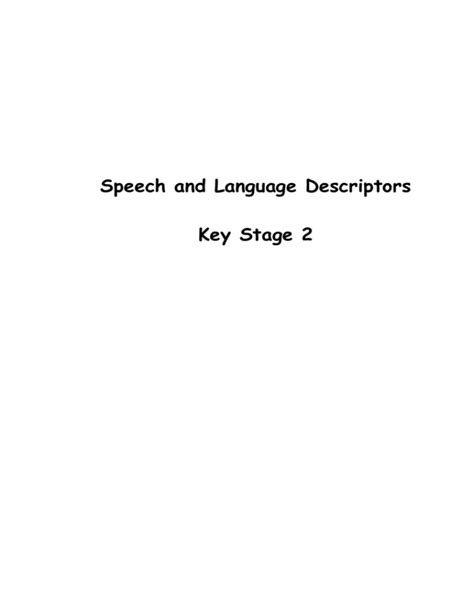 Speech And Language Descriptors