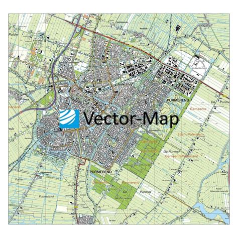 Topografische Kaart Purmerend Gemeente Plattegronden Vector Map