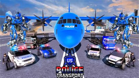Us Police Robot Transportation 2021 Police Plane Transport Robot Car