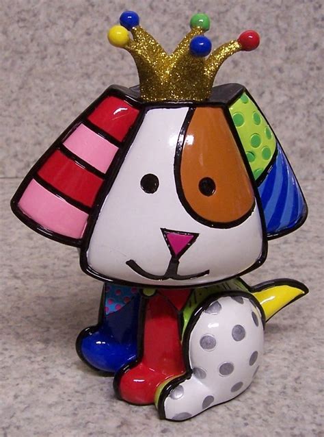 Figurine Romero Britto Large 10th Anniversay Royal Dog New With T