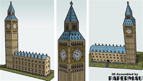 Easy To Build Big Ben Clock Tower Paper Model By Papertoyscom Big