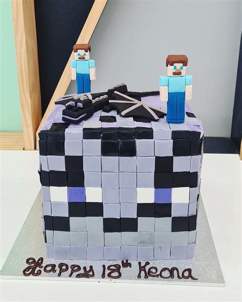 Minecraft End Themed Cake With Ender Dragon Cake Tutorial