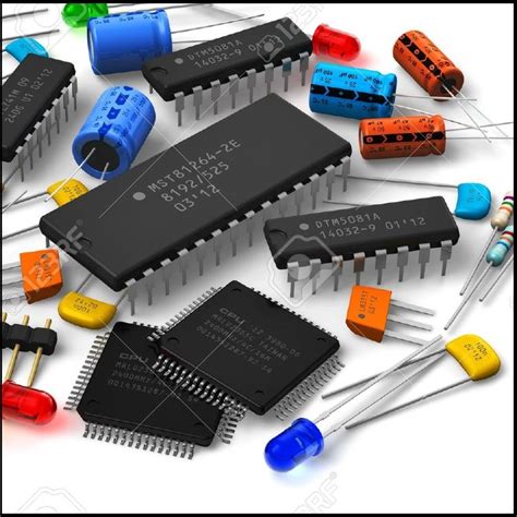 15549137 Group Of Various Electronic Components Stock Photo Electronics