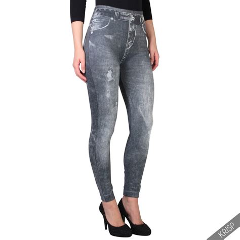 womens warm fleece lined stretch denim jeans thermal leggings jeggings trousers ebay