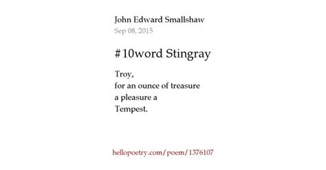 10word Stingray By John Edward Smallshaw Hello Poetry