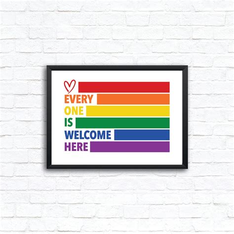 Lgbt Poster Everyone Is Welcome Here Pride Poster Etsy