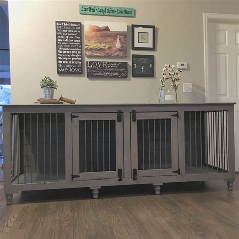 Grey Xl Double More Wooden Dog Crate Wooden Dog Kennels Diy Dog Crate