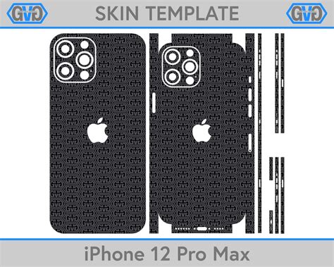 Iphone 12 Pro Max Skin Template Vector Etsy