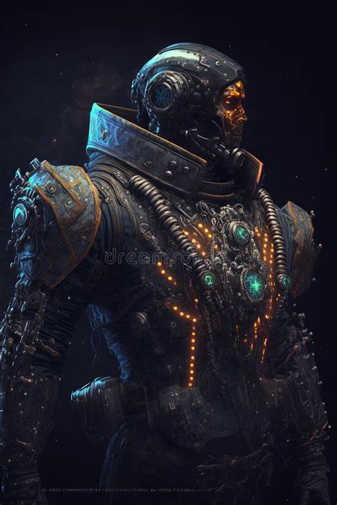 Cyberpunk Space Pirate Soldier In Space Protective Armour Suit
