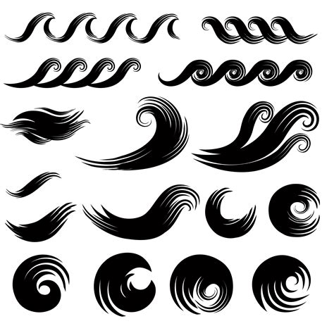 Wave Element Design Collection Swirl Water Splash Sign Silhouette