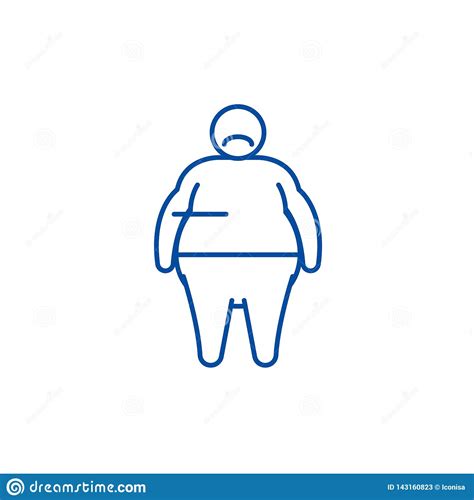Fat Person Line Icon Concept Fat Person Flat Vector Symbol Sign