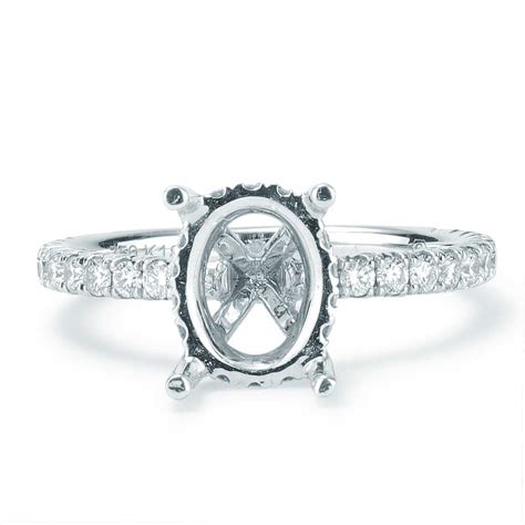 Shared Prong Oval Diamond Basket Setting In White Gold New York Jewelers Chicago