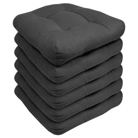 Indoor Outdoor Reversible Patio Seat Cushion Pad 6 Pack Charcoal 19