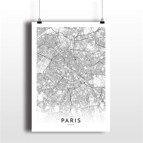Paris Map Paris France City Map Print Map Poster Map Etsy Uk Paris