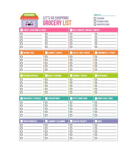 It's very easy to type in your own text on this printable grocery list. 13+ Blank Grocery List Templates - PDF, DOC, Xls | Free ...