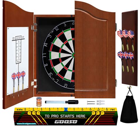 Buy Dart Board Cabinet Set With 18 Inch Bristle Dartboard Darts Holder