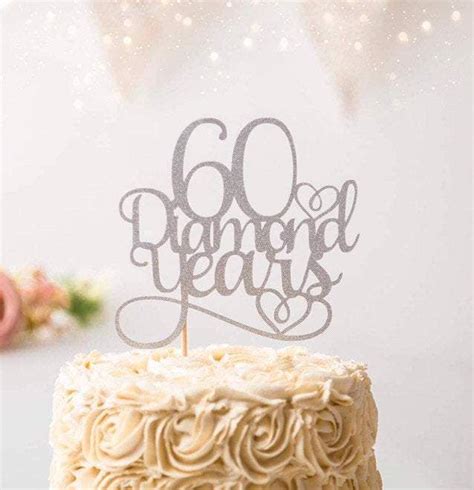 60 Diamond Years Cake Topper Diamond Wedding Anniversary Cake Topper