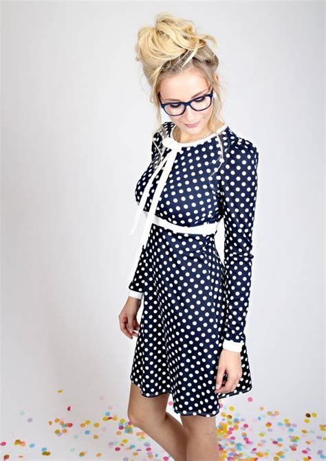 Das perfekte hochzeitskleid für jede frau. MEKO "Perly" Kleid mit Schleife Damen Blau langarm Punkte ...