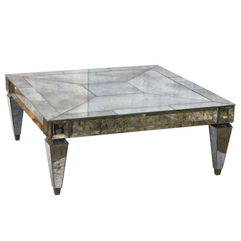 28 w square coffee table glass top gunmetal iron white marble base modern. Vintage Square Mirrored Coffee Table at 1stdibs