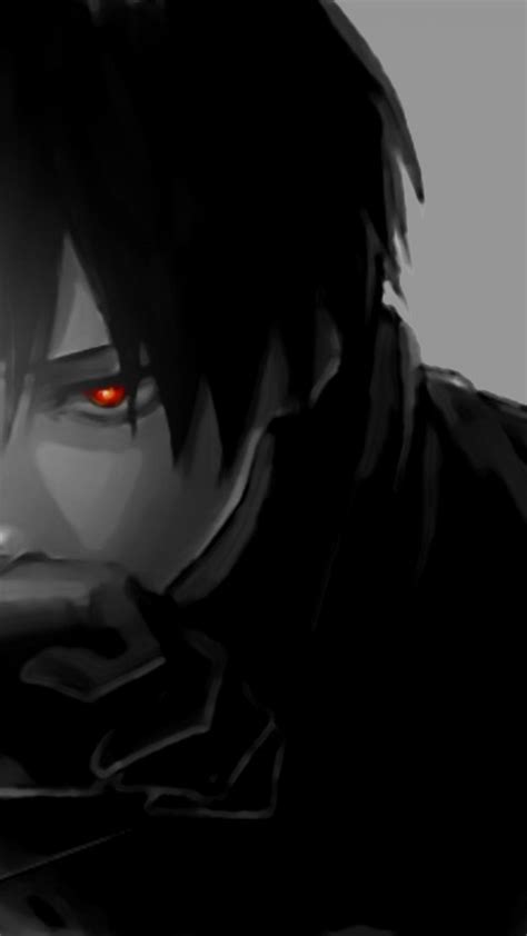 🥇 Red Eyes Monochrome Male Anime Boys Photoshop Wallpaper