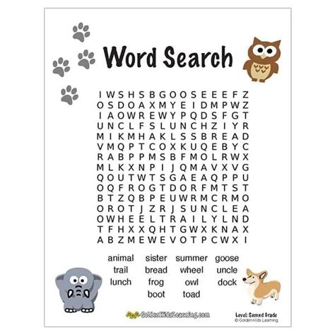 Free Word Search Worksheets For 2nd Grade Golden Kids Learning