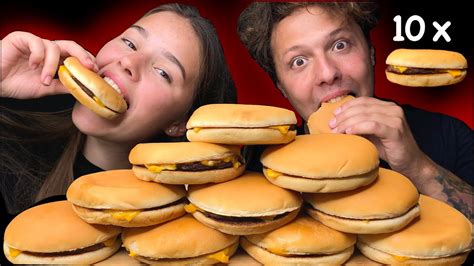 ASMR RACE x McDonalds CHEESEBURGERS EATING SOUNDS MUKBANG 먹방 Tati ASMR YouTube