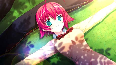 X Resolution Girl Anime Character Laying On Green Grass Illustration HD Wallpaper