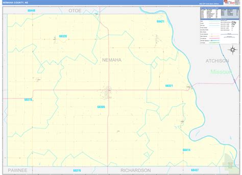 Nemaha County Ne Zip Code Wall Map Basic Style By Marketmaps Mapsales