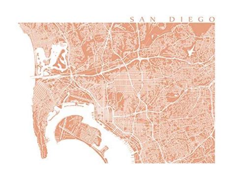 San Diego Map Print Handmade Products