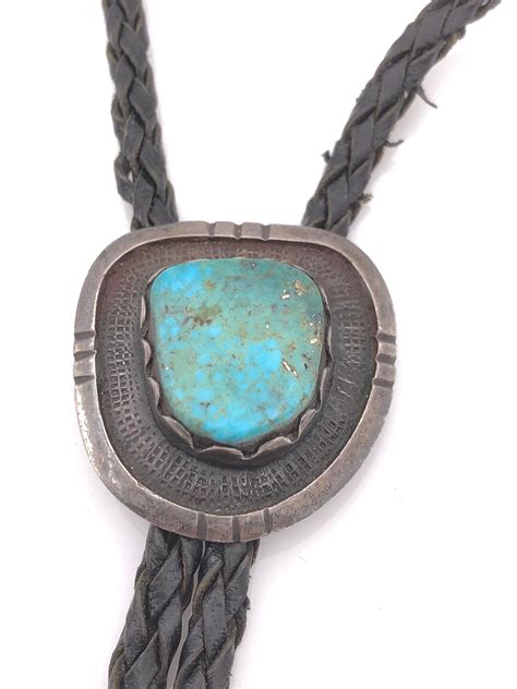 Lot Clendon Pete Navajo Sterling Silver Turquoise Bolo Tie