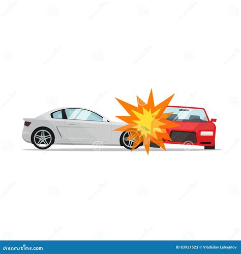 Car Crash Vector Illustration Two Automobiles Collision Auto Accident