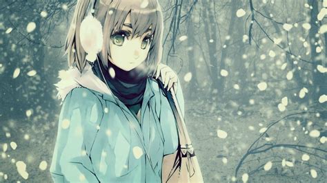 Anime Girl Eyes Hair Winter Snow Wallpaper Nature