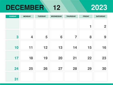 December 2023 Template Calendar 2023 Template Vector Planner Monthly