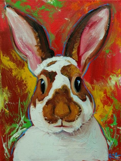 Rabbit Painting 50 12x16 Inch Original Oil Painting By Roz Rabbit