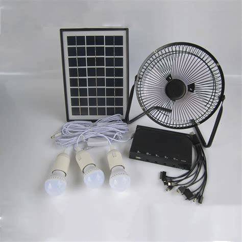 5w Landscaped Solar Powered Led With Fan Lighting System Camp Tent