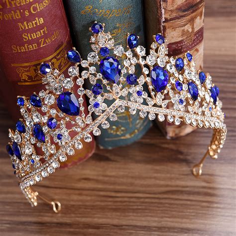 Royal Blue Crown Blue Rhinestone Tiara Majestic Crowns