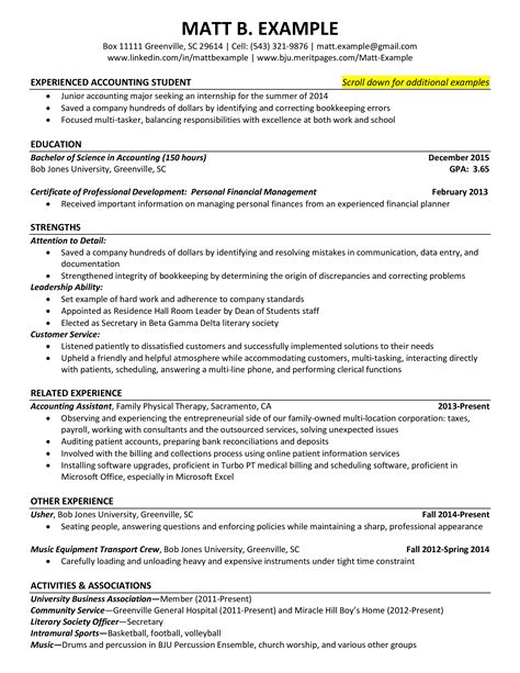 Junior Accountant Student Resume Templates At
